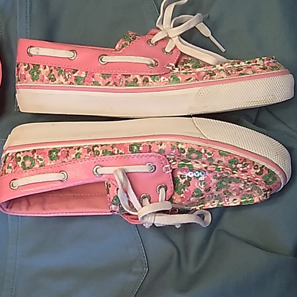 🩷💚 Women's SPERRY 'LIKE NEW! floral pink shoes size 5.5 🩷💚 - Picture 5 of 10